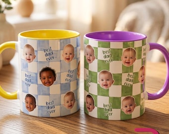 Personalized Best Dad Ever Mug, Custom Baby Photo Retro Cup, Father’s Day Gift for Dad, First Time Daddy Mug