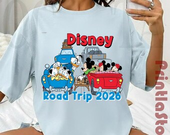 Vintage Disney Road Trip 2026 Shirt, Mickey Donald Friends Vacation Tee, Retro Disney Travel 2026 Family Trip Shirt