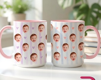 Personalized Baby Face Mug, Custom Dad Mug with Kids Photo, Daddy Coffee Cup, Father’s Day Gift for Dad, New Parents Mug Gift
