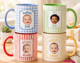Personalized Baby Face Photo Mug, Custom Baby Picture Coffee Cup, New Papa Mug Keepsake, Father’s Day Gift for Dad, New Mom Dad Gift