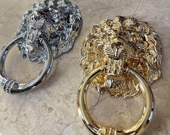 Luxury Lion Head Door Knockers - Antique Brass & Silver - Front Door Statement Decor