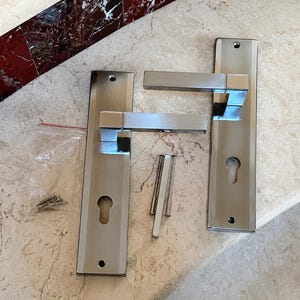 Modern Chrome Door Handle – 85 mm | Durable Dural Aluminum Interior/Exterior Door Hardware