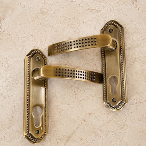 Brass Door Hardware 62 mm, Classic Gold Finish, Decorative Home Handle Set