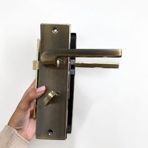 Antique Brass Door Handle Set with Mortise Lock & Euro Cylinder | Complete Interior Door Hardware Kit