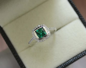 handmade 925 sterling silver emerald ring for women gift for her