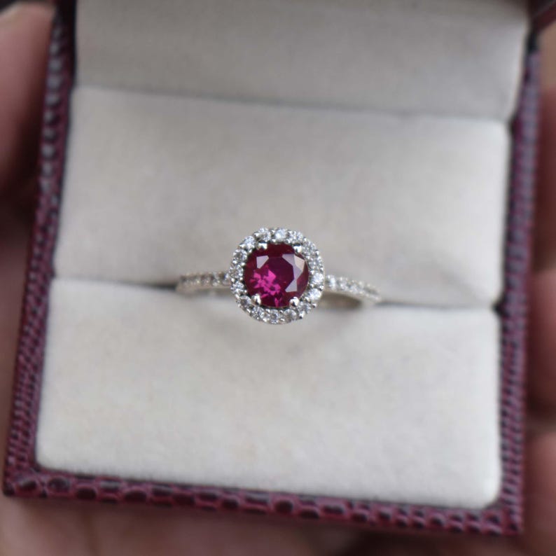 Lab Created Ruby Dedicate Ring Statement Handmade Silver Jewelry image 5