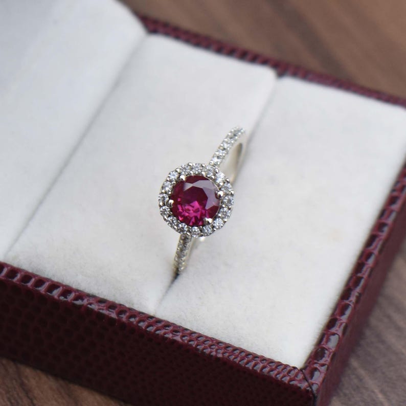 Lab Created Ruby Dedicate Ring Statement Handmade Silver Jewelry image 4