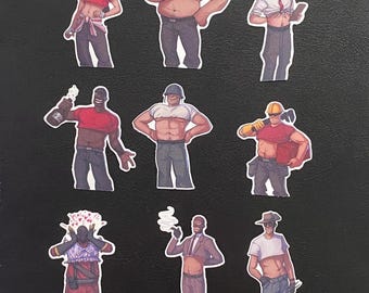 TF2 Mercs in Crop Tops - Vinyl & Glitter Laminate stickers