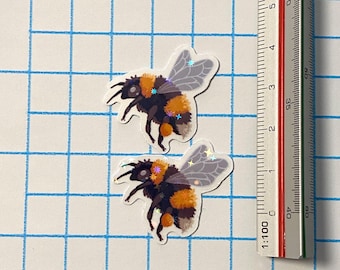 Cute Hand Drawn Bumblebee Holographic Vinyl Stickers! 2 per order