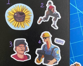 Hand Drawn TF2 Meme Stickers, Vinyl with Matte Laminate