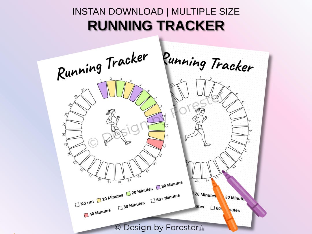 Running Tracker Monthly, Printable Bullet Journal Page, Daily Running ...