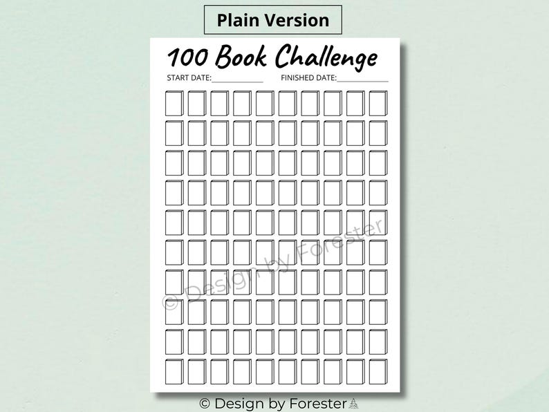 100 Book Challenge Tracker, Printable Reading Log (PDF Download) - Etsy ...