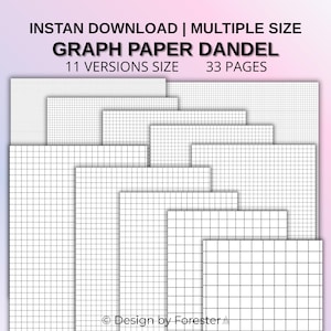 Graph Paper Bundle, Printable Graph Grid Paper, Squared Paper Template, Grid Paper Printable, Math Graph Paper, Printable PDF