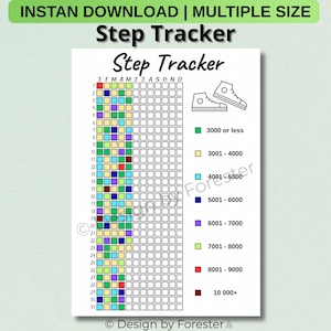 Yearly Step Tracker Printable, Fitness Journal Insert (A4, A5) (PDF)