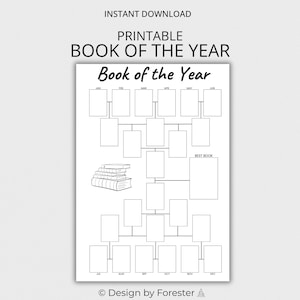Buch des Jahres Printable Lesejournal, Buchhalterung Vorlage (PDF)