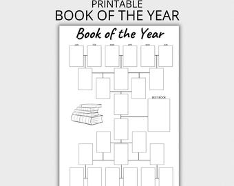 Book of the Year Printable Reading Journal, Book Bracket Template (PDF)