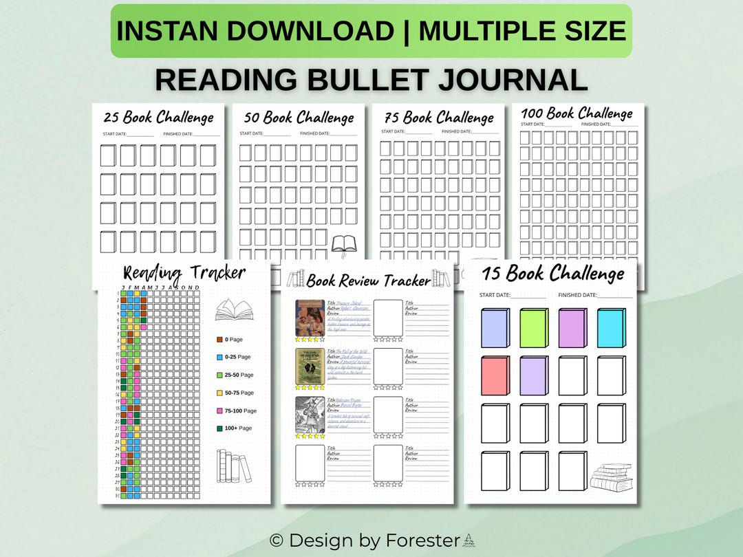 Reading Challenge Bundle, Book Review Tracker (PDF) - Etsy