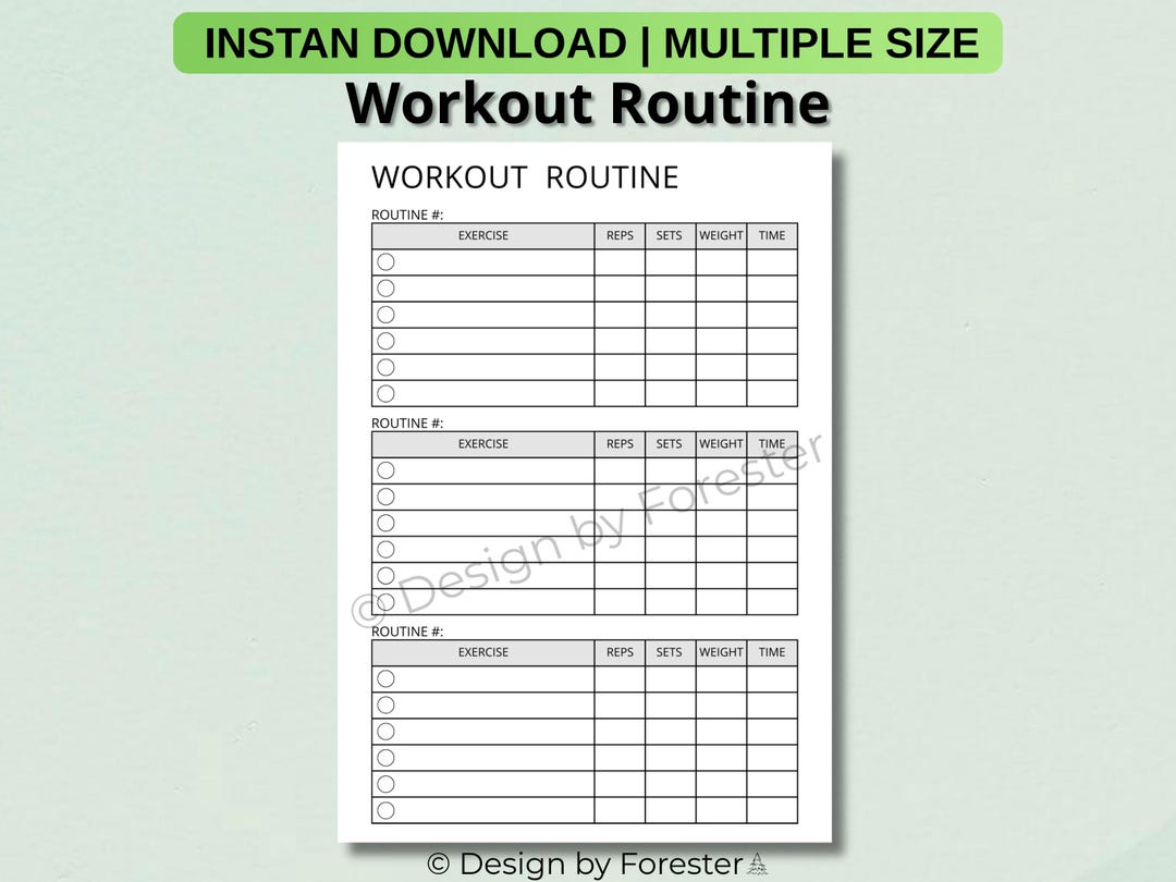 Starting Workout Routine Sheet Workout Routine Planner, Fitness Exercise Log, Gym Training Sheet ...
