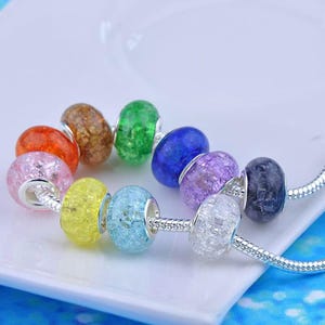 Crackle Resin Pendant Beads: Large Hole DIY Jewelry Supplies