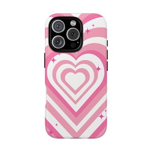 Pink Heart Phone Case, Tough Cases, Cute Tech Accessories, Valentine&#39;s Day Gift, Heart Pattern Cover