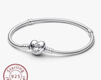Pandora Herz & Schlange Kettenarmband,925 Silber Bettelarmband für Frauen,Minimalist Silber Armband,zierlicher Schmuck für jeden Tag,Geschenk für Sie