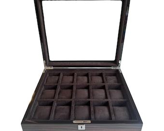 Luxus Uhrenbox Holzgehäuse - 15 Slots Wildleder Kissen | Premium Build Uhrenbox Aufbewahrungsgeschenk