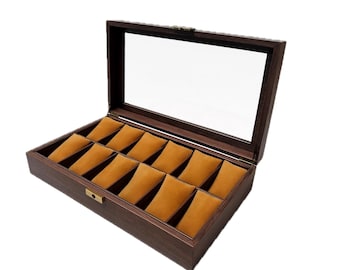 Luxus 12-Slot Uhrenvitrine: Holz & Glas Schmuck Organizer