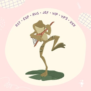Dancing Frog Embroidery Design, Prince Naveen Frog Digital File, Princess and the Frog Machine Embroidery for Disney Inspired Crafts
