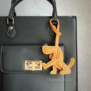Leather Dog Bag Charm, Handmade Leather Bag Charm, Leather Handbag and Purse Charm, Cute Dog Keychain Charm, Handmade Leather Gift