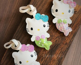 Leather Kitty Bag Charm, Handmade Leather Bag Charm, Leather Handbag and Purse Charm, Cute Kitty Keychain Charm