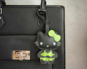Leather Kitty Bag Charm, Handmade Leather Bag Charm, Leather Handbag and Purse Charm, Cute Kitty Keychain Charm, Handmade Leather Gift