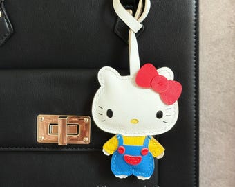 Leather Kitty Bag Charm, Handmade Leather Bag Charm, Leather Handbag and Purse Charm, Cute Kitty Keychain Charm, Handmade Leather Gift