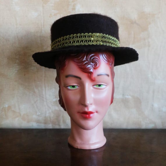Brown Wide Brim Felt Hat with Lace Band Wide Brim Suede Boater Hat | Daisy Lace Accent - DAISY - Etsy main image 4