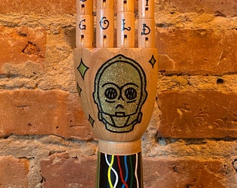 Stay Gold C3PO Star Wars hanpainted wooden hand