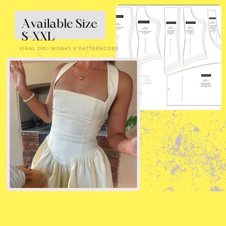 Corset Mini Dress Sewing Pattern | DIY Dress | | Fitted Bodice ...