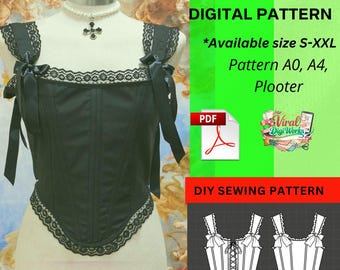 Bustier PDF Sewing Pattern for Women | Corset Top Digital Pattern | DIY Lingerie Sewing Template | Instant Download