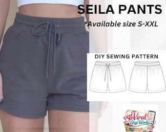 Women Shorts PDF Sewing Pattern | Elastic Waist Lounge Shorts Pattern | DIY Beginner Sewing Template | Instant Download