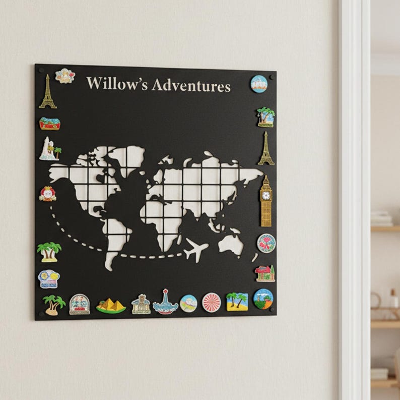 Custom World Map Magnet Board,custom Travel Magnet Holder,adventure ...