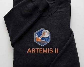 Felpa ricamata Artemis II NASA, regalo per astronauti e amanti dello spazio, girocollo NASA, felpa "Ritorno sulla Luna"