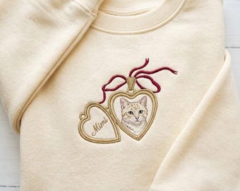Felpa personalizzata per animali domestici con ricamo, maglietta personalizzata per cani e gatti, girocollo con ciondolo a fiocco, regalo per animali domestici con ciondolo