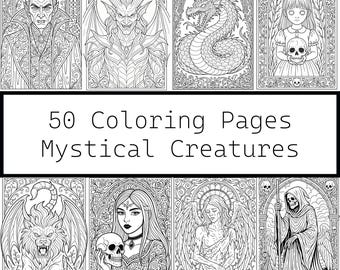Gothic Fantasy Coloring Book: Mystical Creatures, Witches & Vampires (PDF Download)