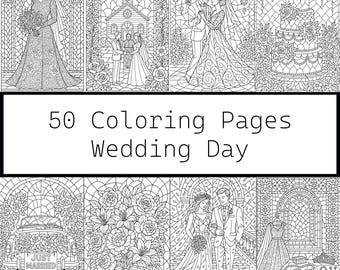 Wedding Coloring Book: 50 Romantic Bridal Scenes (PDF Download)