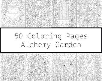 Alchemy Garden Coloring Book: 50 Printable Fantasy Art Pages (PDF Download)