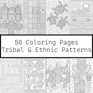 Tribal & Ethnic Pattern Coloring Book: 50 Printable Art Designs (PDF Download)