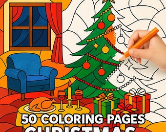 Christmas Coloring Book: 50 Festive Winter Scenes for Kids & Adults (PDF Download)