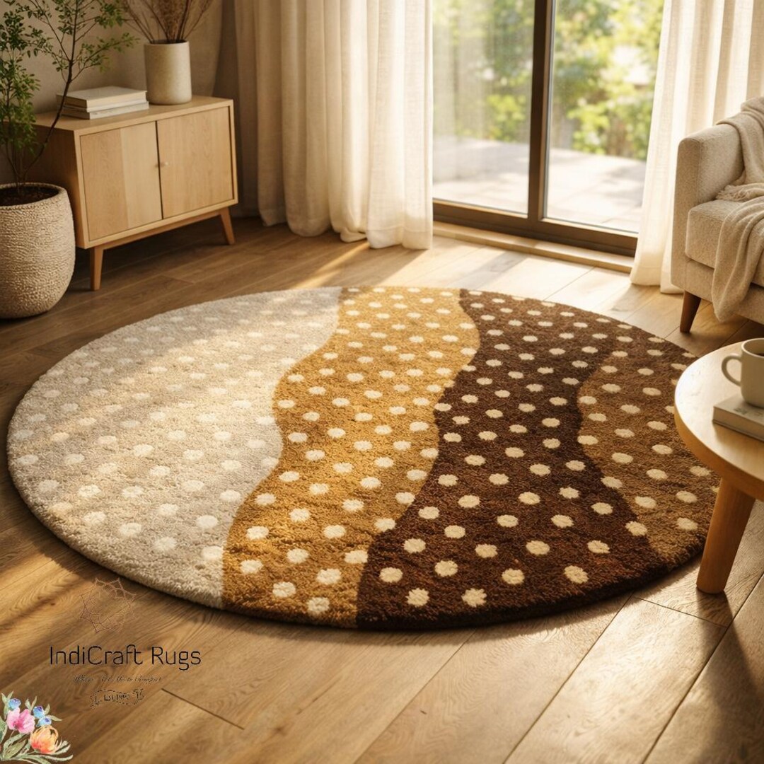 Hand Tufted Antelope Round Wool Rug; Modern Abstract Carpet - Etsy