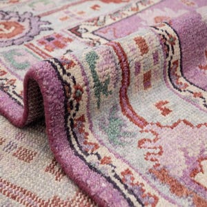 Hand Knotted Oushak Wool Rug; Purple Turkish Oriental Area Carpet, Boho Home Decor