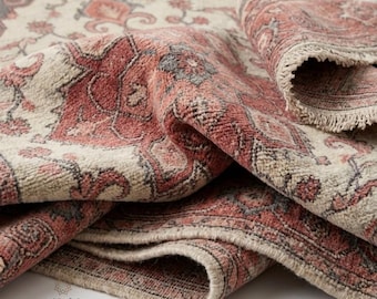 Blush Pink HandKnotted Oushak Rug, Vintage Turkish Style Area Carpet, Traditional Floor Decor