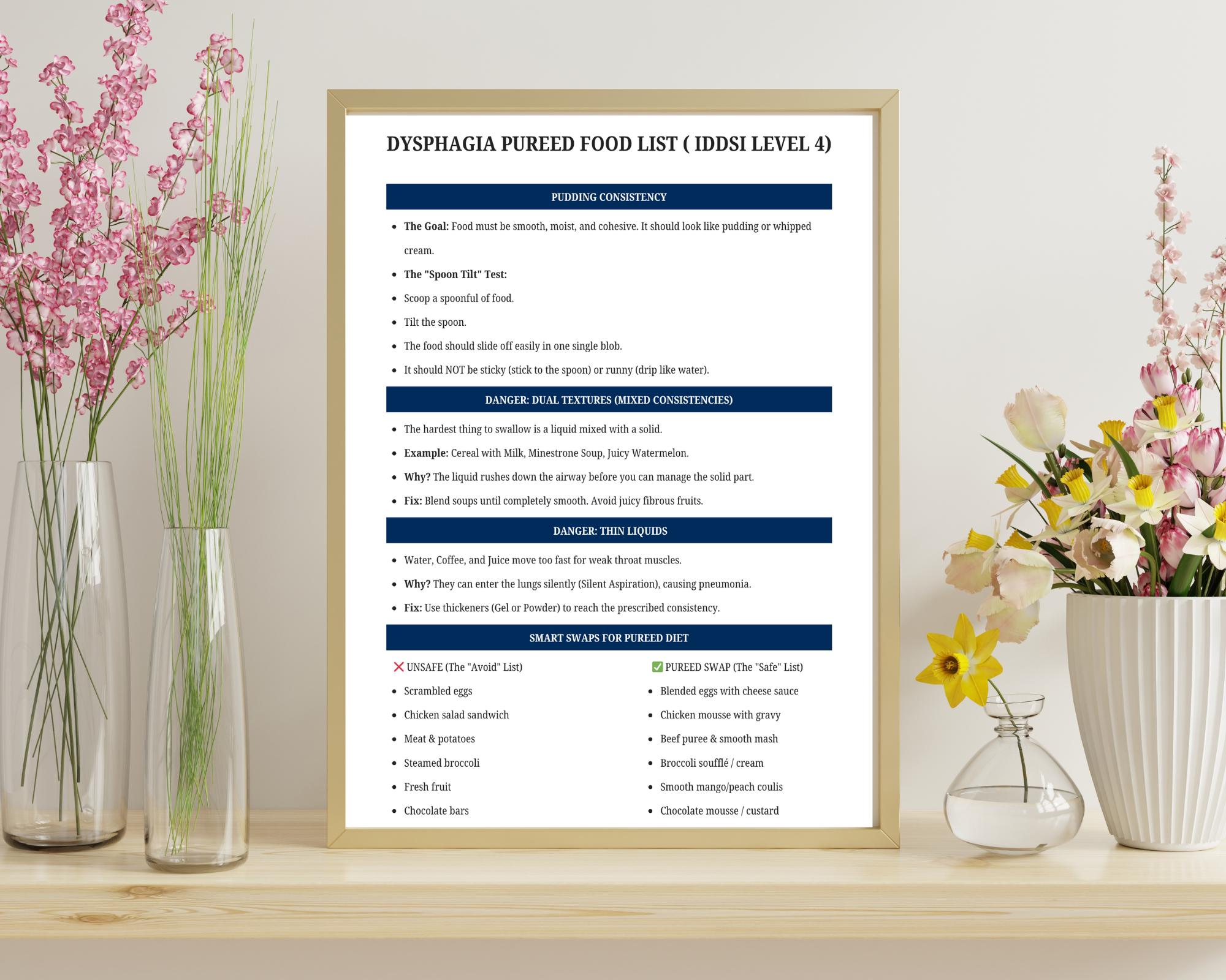 Dysphagia Pureed Food List – IDDSI Level 4 Guide, Swallowing Safety ...