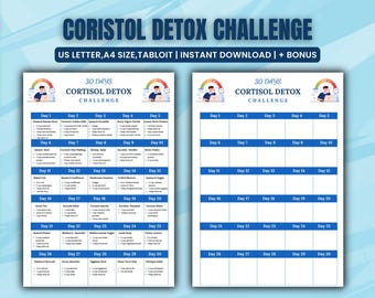 Desafío de desintoxicación con cortisol / Receta de desintoxicación / Alimentación saludable / Reducir el cortisol / Dieta para el cortisol / Seguimiento nutricional / PDF / Descarga digital / A4-USL